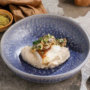 Треска с трюфельным пюре и вёшенками