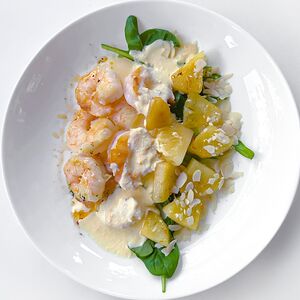 Креветки с ананасом чили