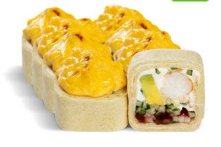 Ролл В тортилье с креветкой и брусничным соусом