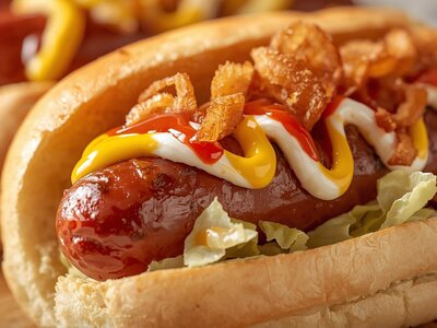 Хот-дог с говяжьей колбаской