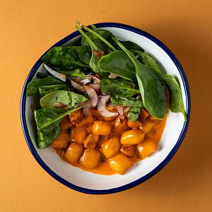 Ньокки с ндуей в апельсиновом соусе