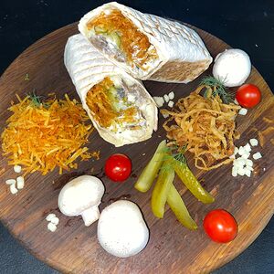 Шаурма грибная с карамелизированным луком
