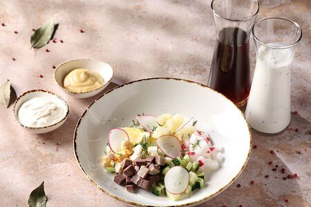 Окрошка с языком  на мацони 