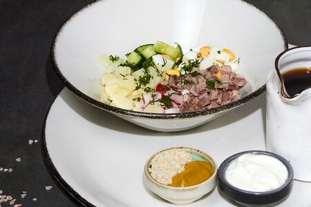 Окрошка с говяжьим языком 