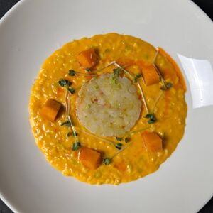 Тыквенное ризотто с гребешком