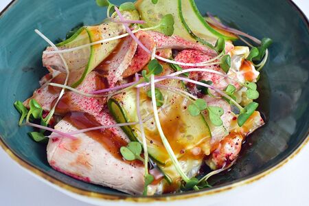 Оливье с бужениной и соусом терияки