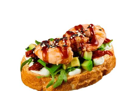 Брускетта с креветками