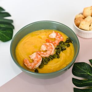 Тыквенный крем-суп с креветками