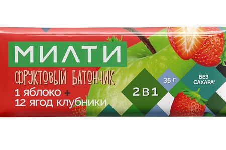 Фруктовый батончик «1 яблоко + 12 ягод клубники»