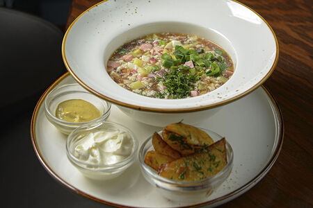 Окрошка с говядиной и индейкой