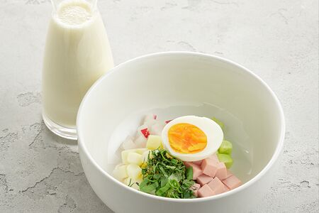 Окрошка на айране с колбасой