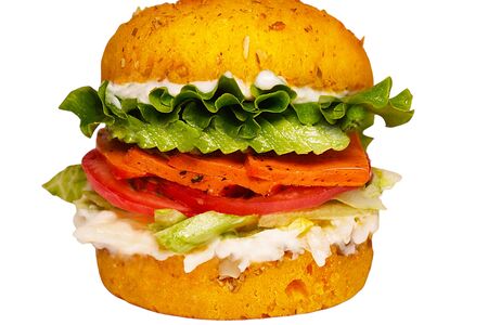 Бургер с лососем и авокадо 