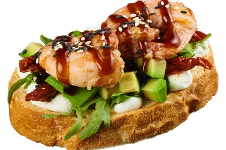 Брускетта с креветками