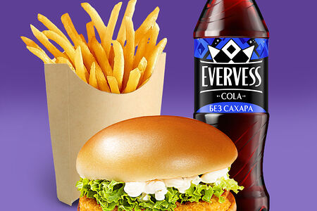 Чикенбургер Комбо с Evervess кола без сахара
