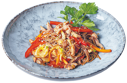 Лапша тори ясай яки соба