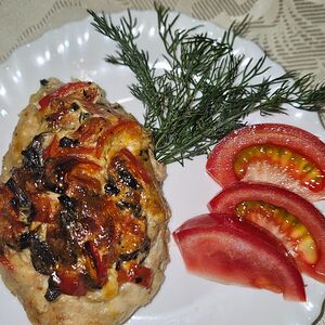 Лодочки из индейки с овощами и сыром 