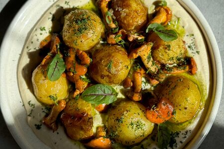 Молодой картофель с лисичками