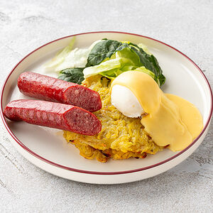 Драники с колбаской из говядины