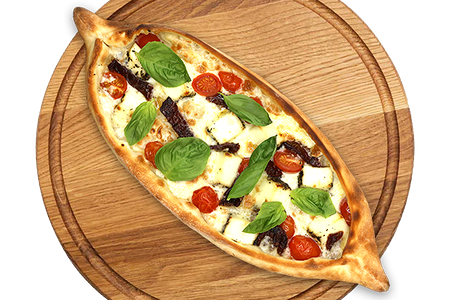 Пиде с халуми и томатами