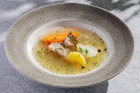 Авторская уха из терпуга, лосося и трески