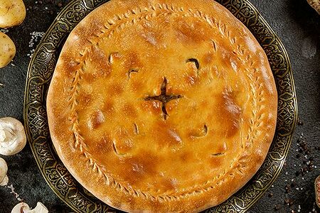 Пирог курица с грибами