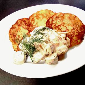 Драники с домашней колбаской