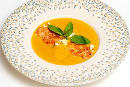 Кукурузный крем суп с лангустином