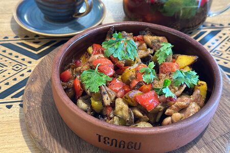 Оджахури с курицей и маринованными вешенками