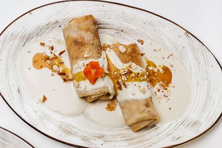 Блинчики с яблоком, курагой и грецким орехом бг бс