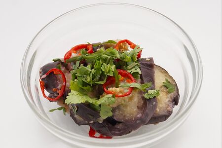 Закуска с баклажаном и перцем чили