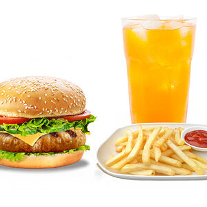 Чикен чизбургер + фри + напиток на выбор 0,5