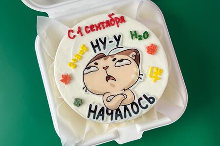 Бенто-торт на 1 сентября День знаний веселый с котом Ну началось 