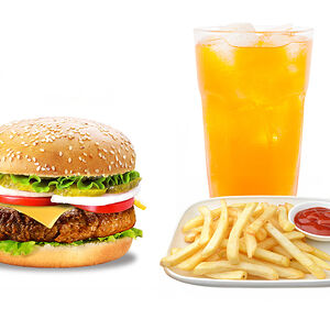 Стейк чизбургер + фри + напиток на выбор 0,5