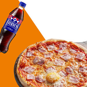 Пицца Карбонара 30 см и Evervess Кола