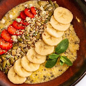 Кукурузная каша с горгонзолой