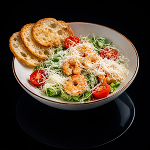 Салат Цезарь с тигровой креветкой