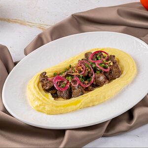 Печень цыпленка с кремовым пюре