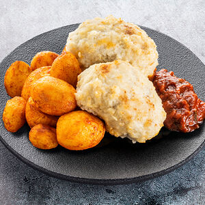 Рыбные котлетки с гарниром и соусом на выбор