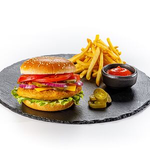 Бургер со стрипсом из цыпленка