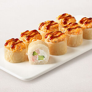 Спринг-ролл с угрём и лососем