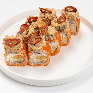 Запеченный ролл с угрем и перцем чили