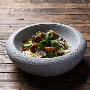 Закуска из хрустящих баклажанов со страчателлой