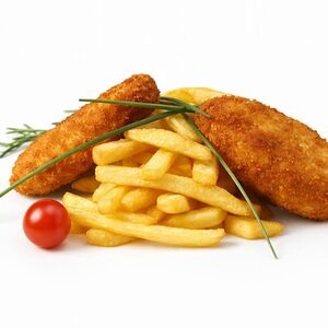 Котлеты куриные с жареным картофелем