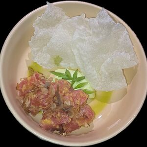 Севиче из тунца в цитрусовом маринаде с кремом из укропа