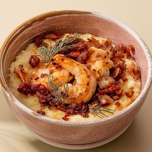 Пшенная каша с креветками