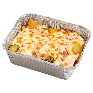 Гратен с беконом и огурчиком