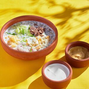 Окрошка на мацони с говядиной