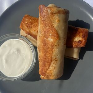 Блинчики с мясом, луком и яйцом 