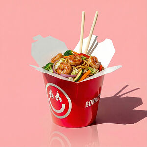 Вок креветки терияки