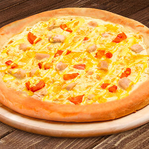 Пицца Сырный цыпленок 30 см на тонком тесте